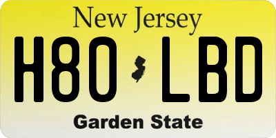 NJ license plate H80LBD