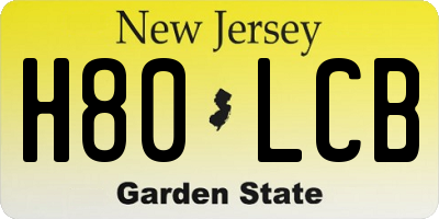 NJ license plate H80LCB