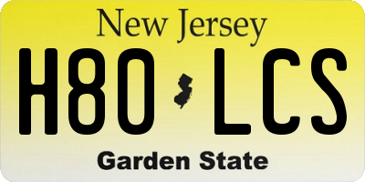 NJ license plate H80LCS