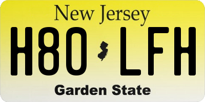 NJ license plate H80LFH