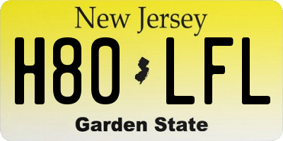 NJ license plate H80LFL