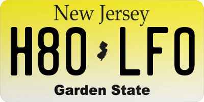 NJ license plate H80LFO