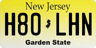NJ license plate H80LHN