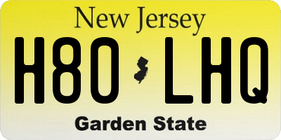 NJ license plate H80LHQ
