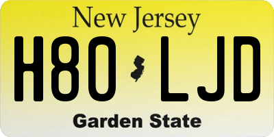 NJ license plate H80LJD