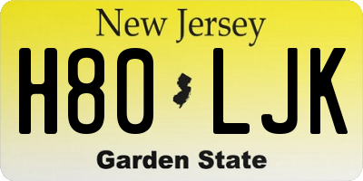 NJ license plate H80LJK