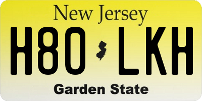 NJ license plate H80LKH