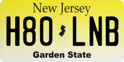 NJ license plate H80LNB
