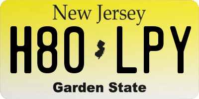 NJ license plate H80LPY