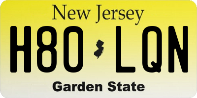 NJ license plate H80LQN