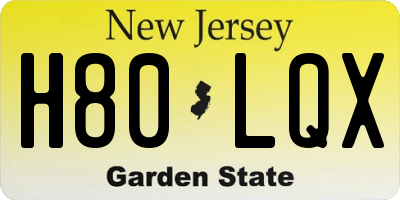 NJ license plate H80LQX