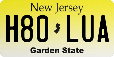 NJ license plate H80LUA