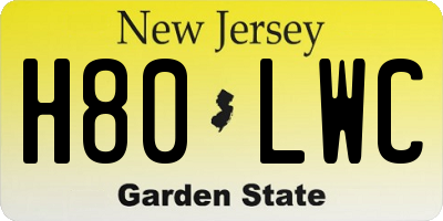 NJ license plate H80LWC