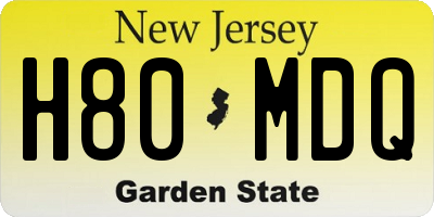 NJ license plate H80MDQ