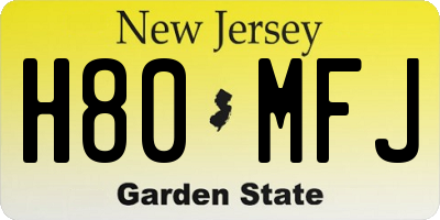 NJ license plate H80MFJ