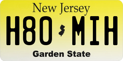 NJ license plate H80MIH