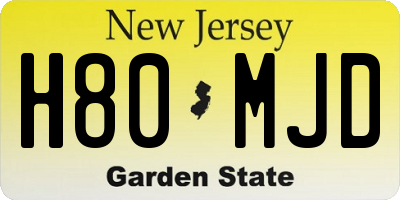 NJ license plate H80MJD