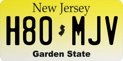 NJ license plate H80MJV