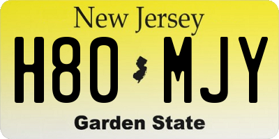 NJ license plate H80MJY