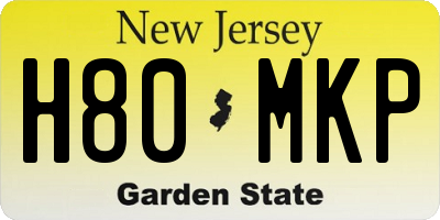 NJ license plate H80MKP