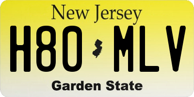 NJ license plate H80MLV