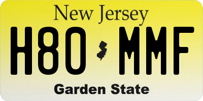 NJ license plate H80MMF