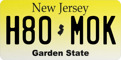 NJ license plate H80MOK