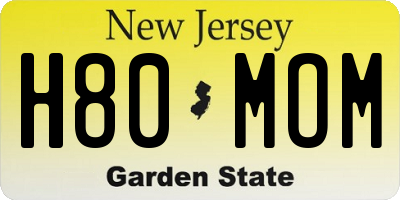 NJ license plate H80MOM