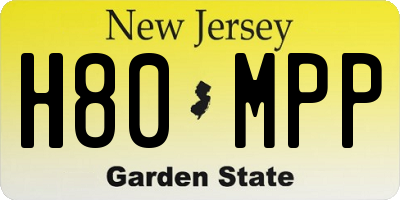 NJ license plate H80MPP