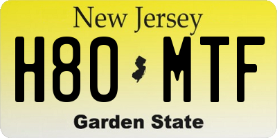NJ license plate H80MTF