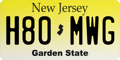 NJ license plate H80MWG