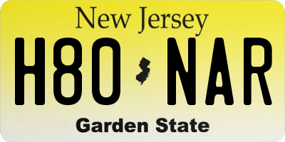 NJ license plate H80NAR