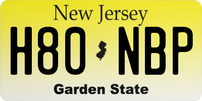 NJ license plate H80NBP