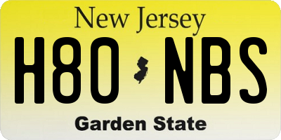 NJ license plate H80NBS