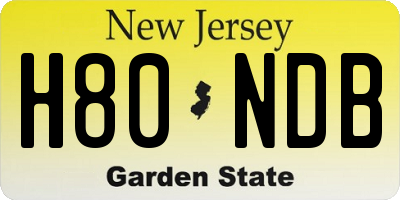 NJ license plate H80NDB