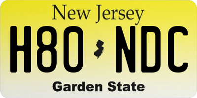 NJ license plate H80NDC