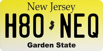 NJ license plate H80NEQ