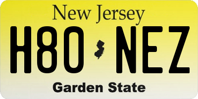 NJ license plate H80NEZ