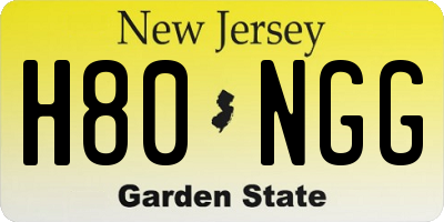 NJ license plate H80NGG