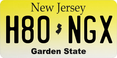 NJ license plate H80NGX