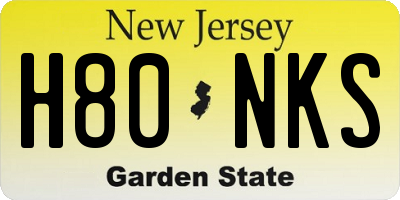 NJ license plate H80NKS