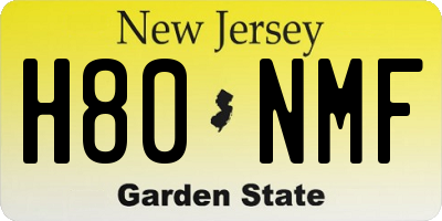 NJ license plate H80NMF