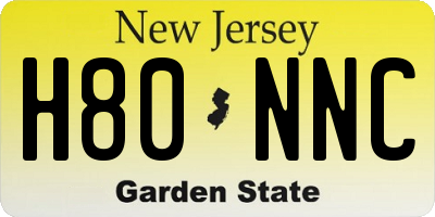 NJ license plate H80NNC