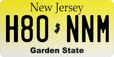 NJ license plate H80NNM