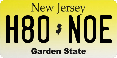 NJ license plate H80NOE