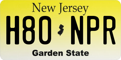 NJ license plate H80NPR