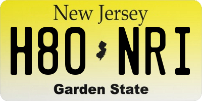 NJ license plate H80NRI