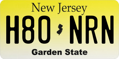 NJ license plate H80NRN