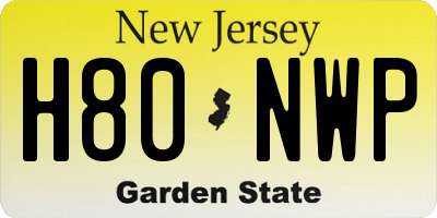 NJ license plate H80NWP