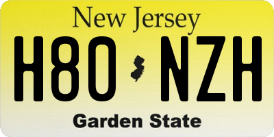 NJ license plate H80NZH
